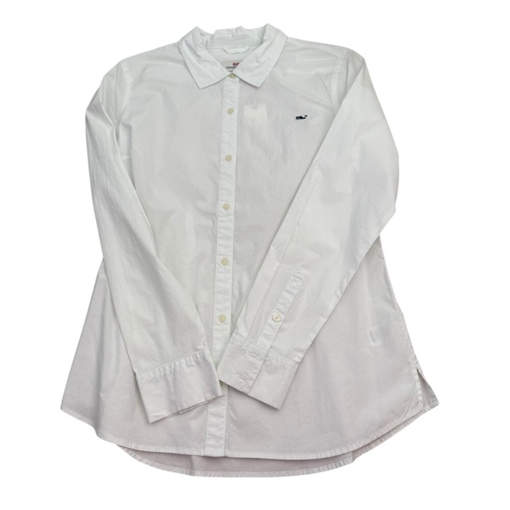 NWT Vineyard Vines Button down classic white shirt size 6 cotton blend